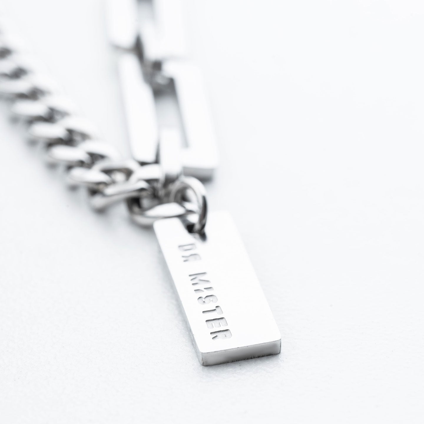 Elongated Square Hybrid Necklace - Silver