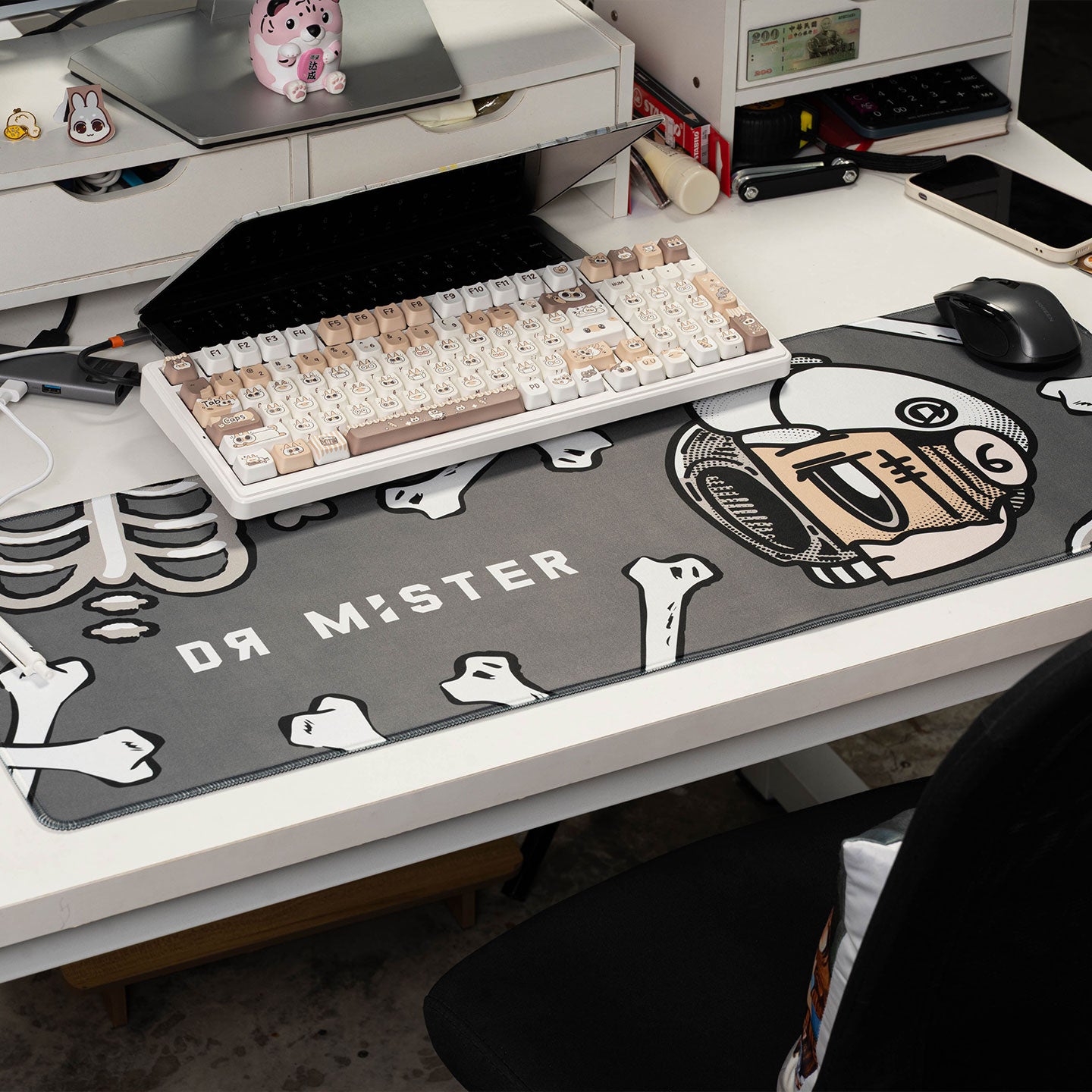 Half Dead Half Famous Desk Mat - Grey