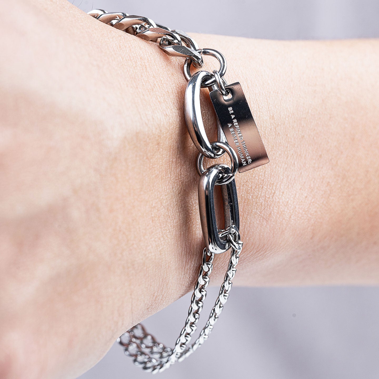 OS-Linked Duo Chain Bracelet - Silver