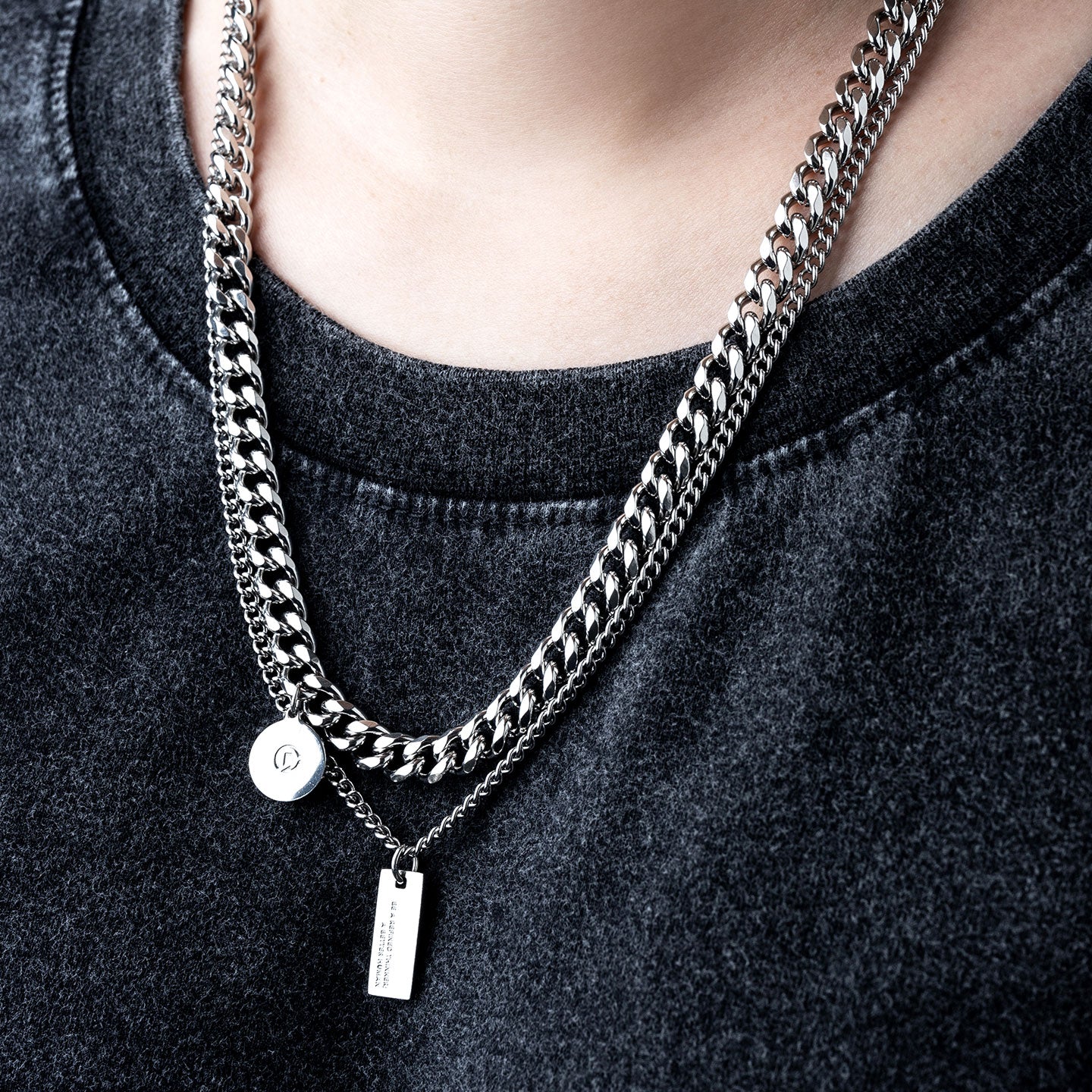 Twofold Hybrid Pendant Necklace - Silver