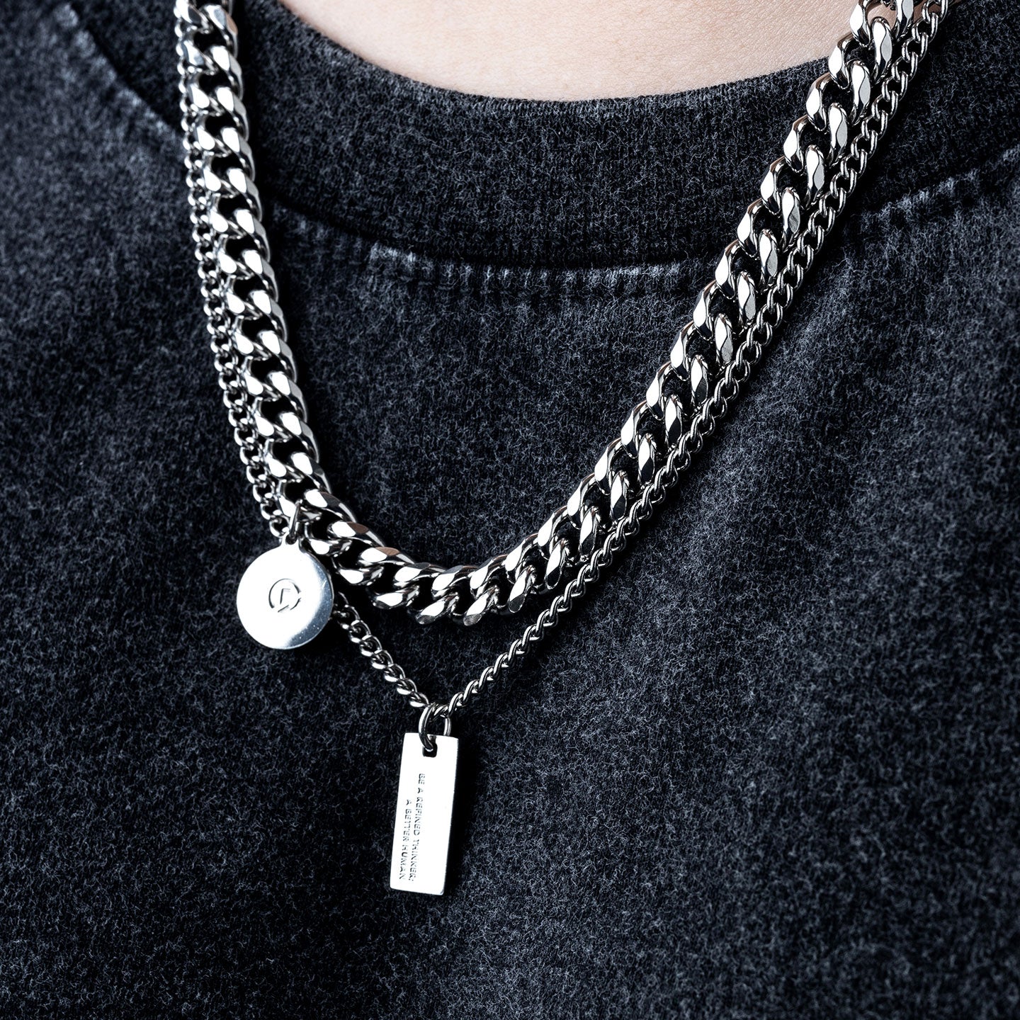 Twofold Hybrid Pendant Necklace - Silver