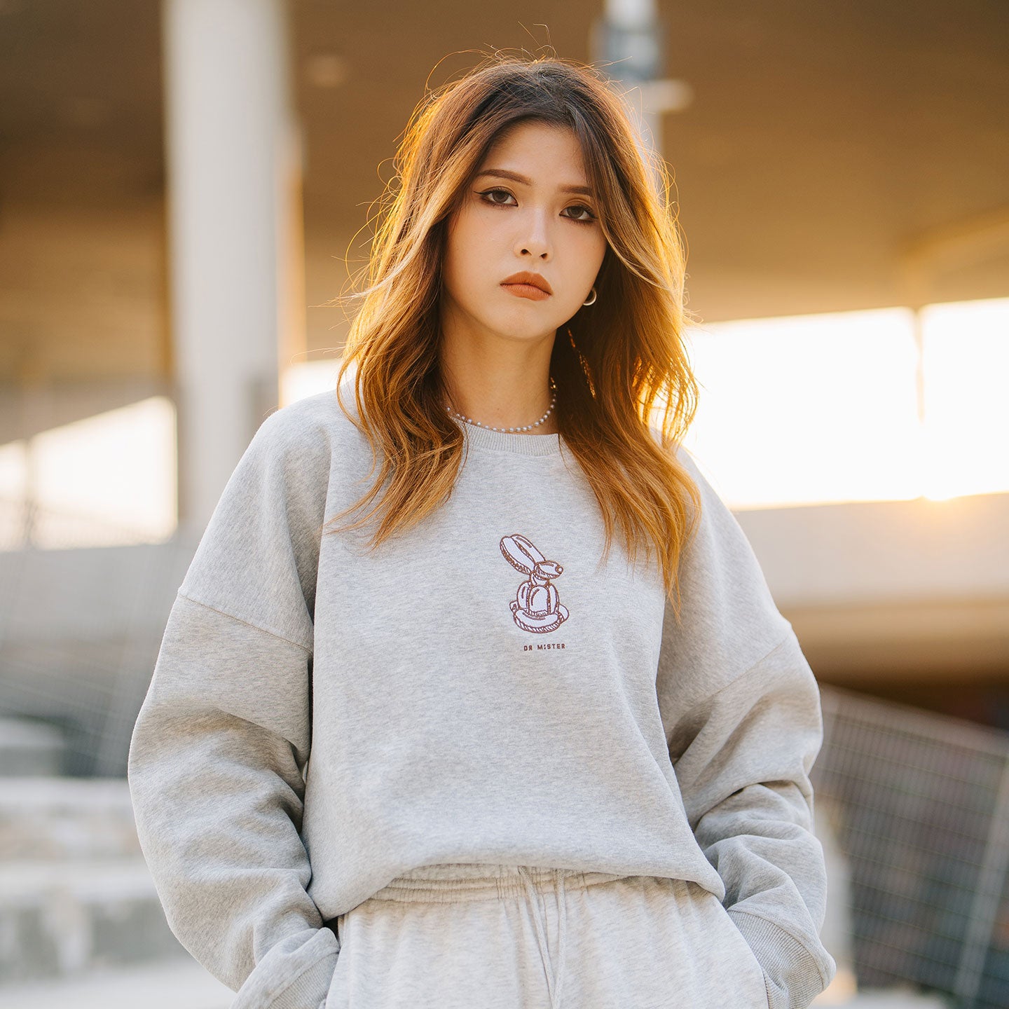 Bunny Sweatshirt -  Melange Grey