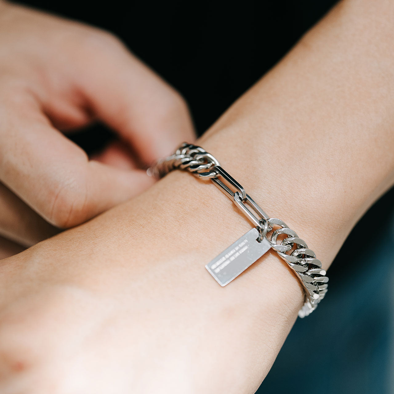 Cuban Hybrid Chain Bracelet - Silver