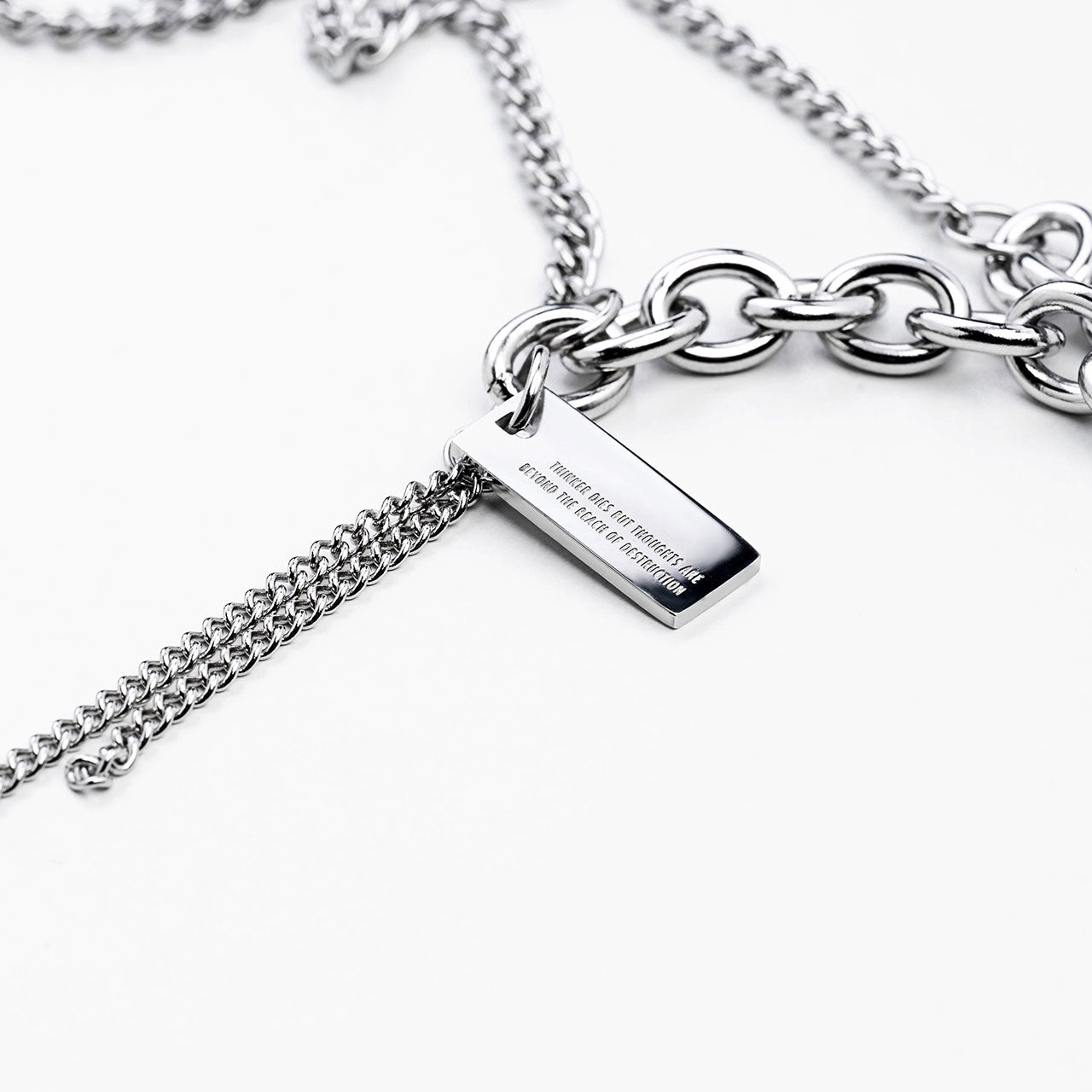 "ESSENTIAL" DOUBLE PENDANTS LAYERED NECKLACE - SILVER