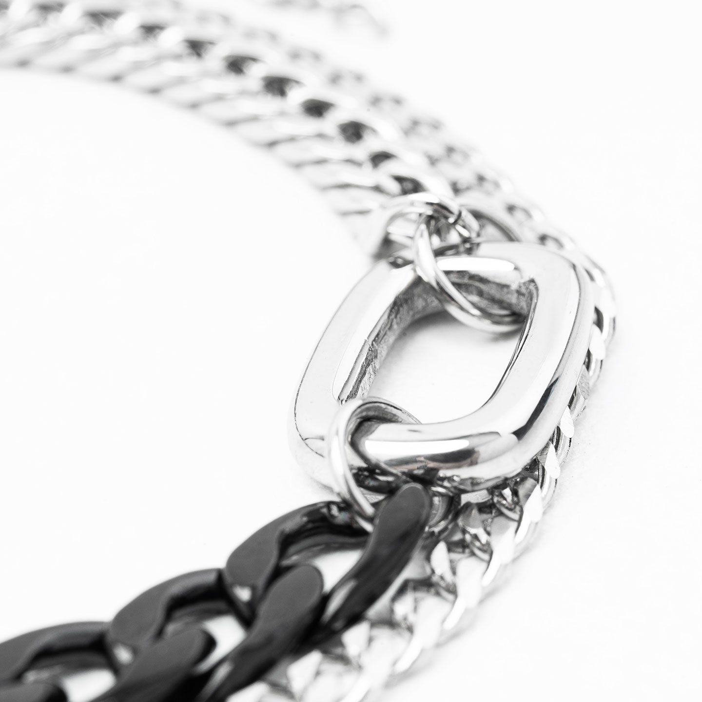 S-Linked Tri Chain Bracelet - Black/Silver