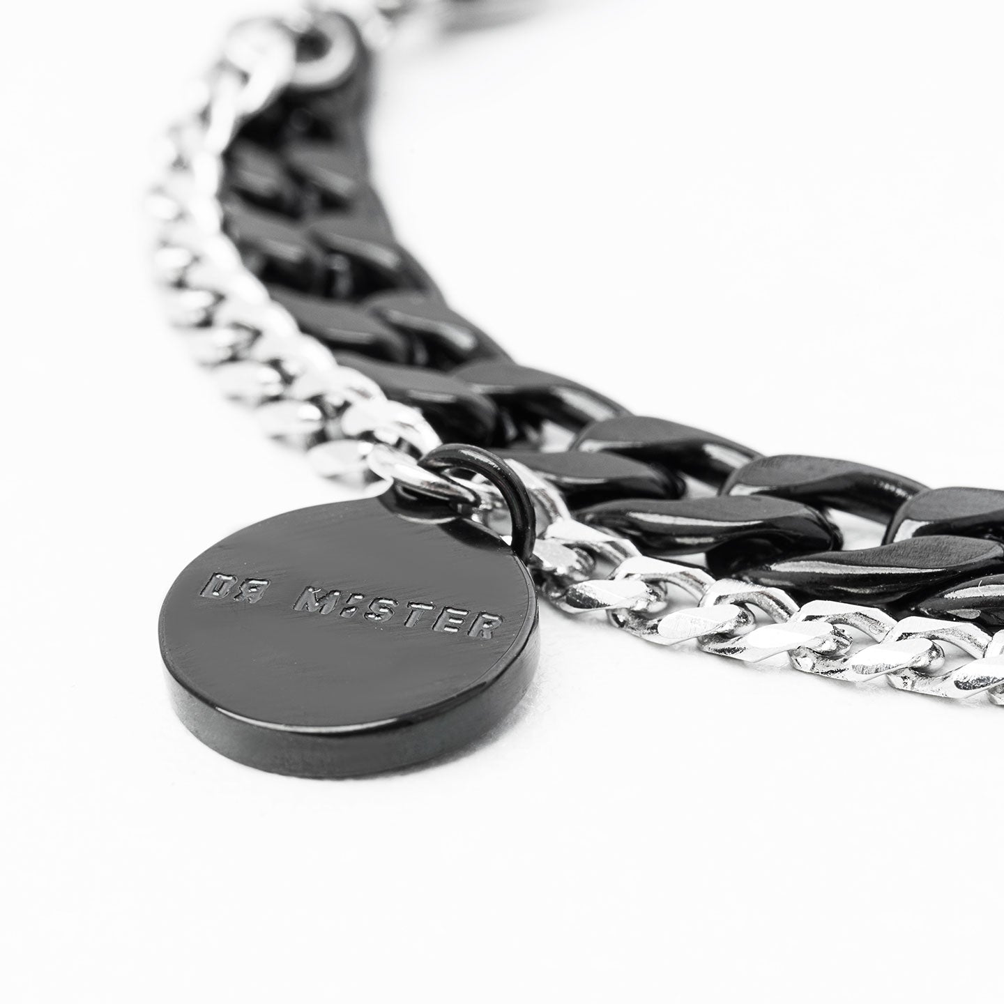 S-Linked Tri Chain Bracelet - Black/Silver