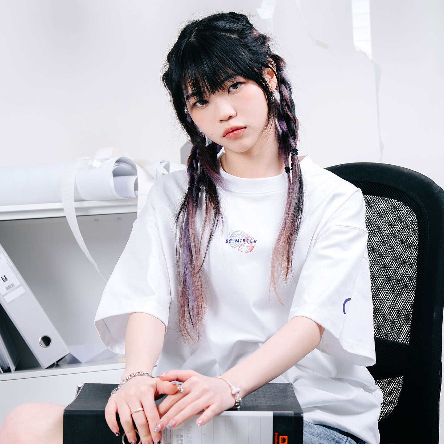 Blue Print Tee - White