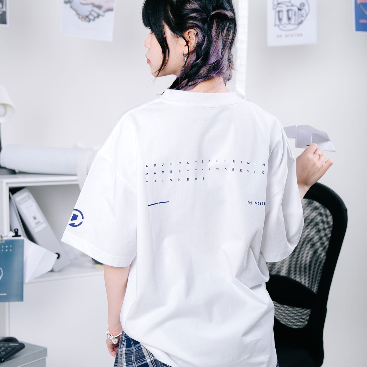 Blue Print Tee - White