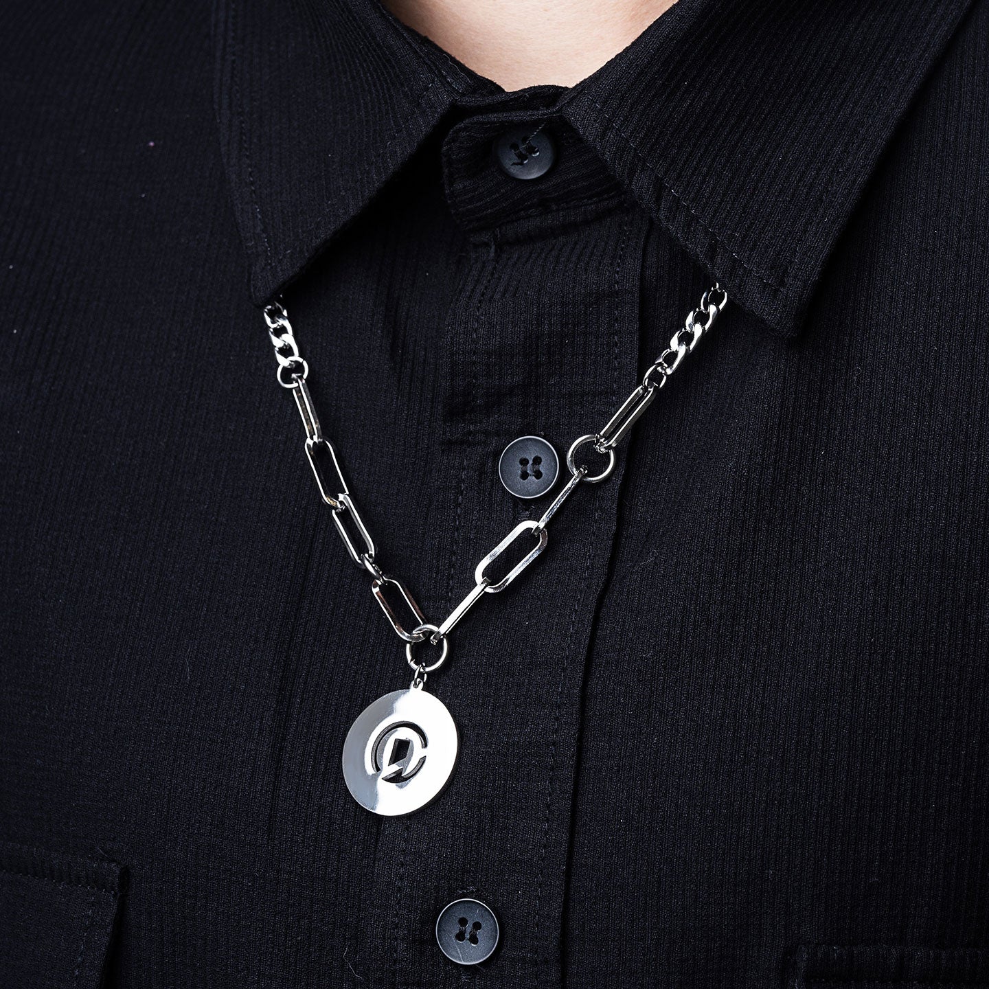 Duo Hybrid Pendant Necklace - Silver