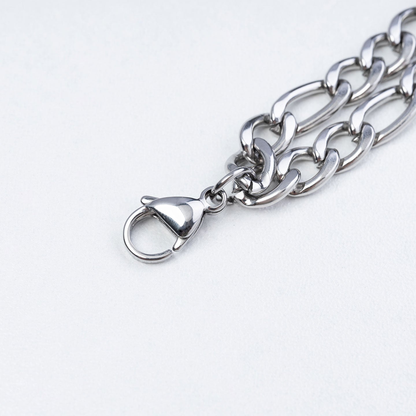 Layered Figaro Chain Bracelet - Silver