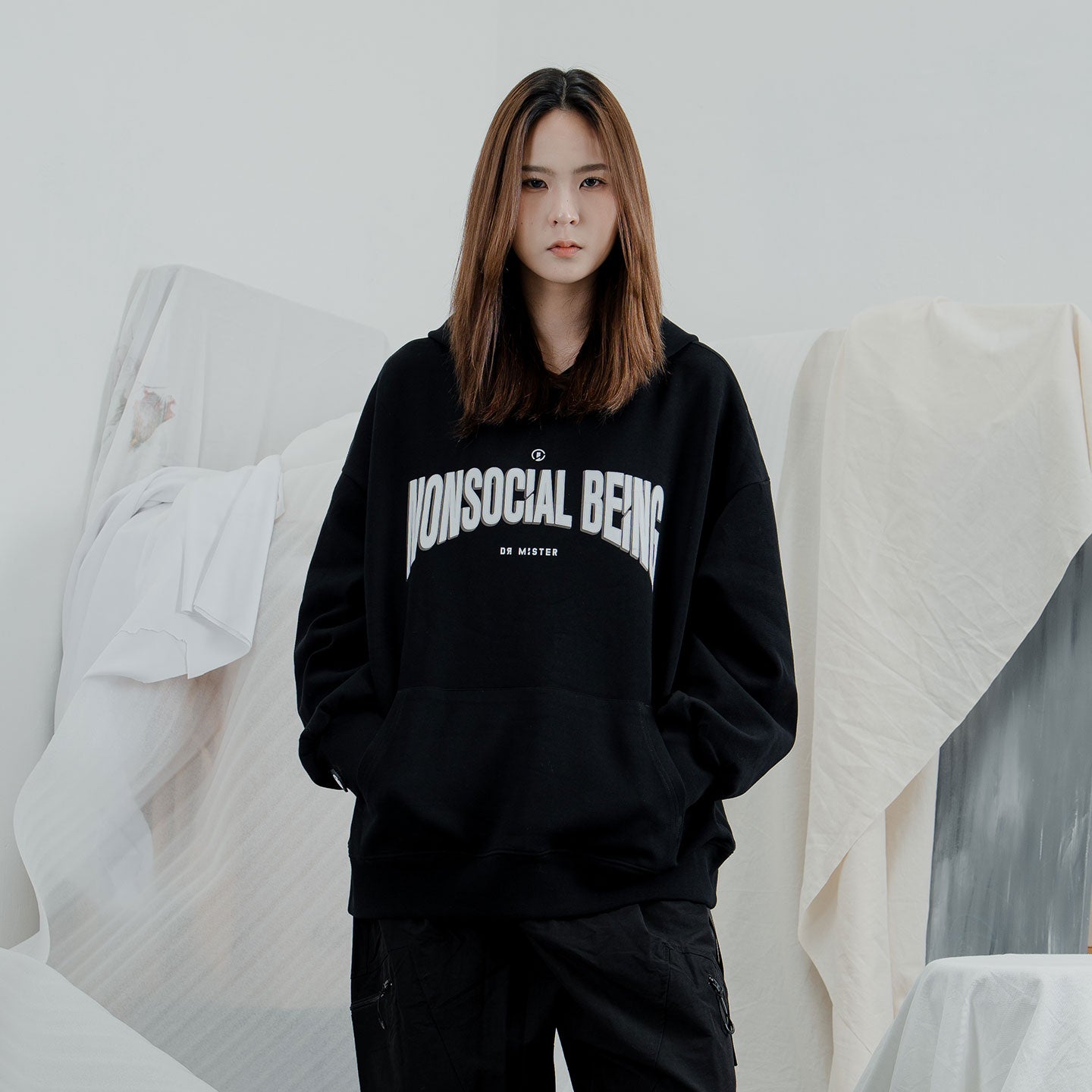 Varsity Oversized Hoodie - Black