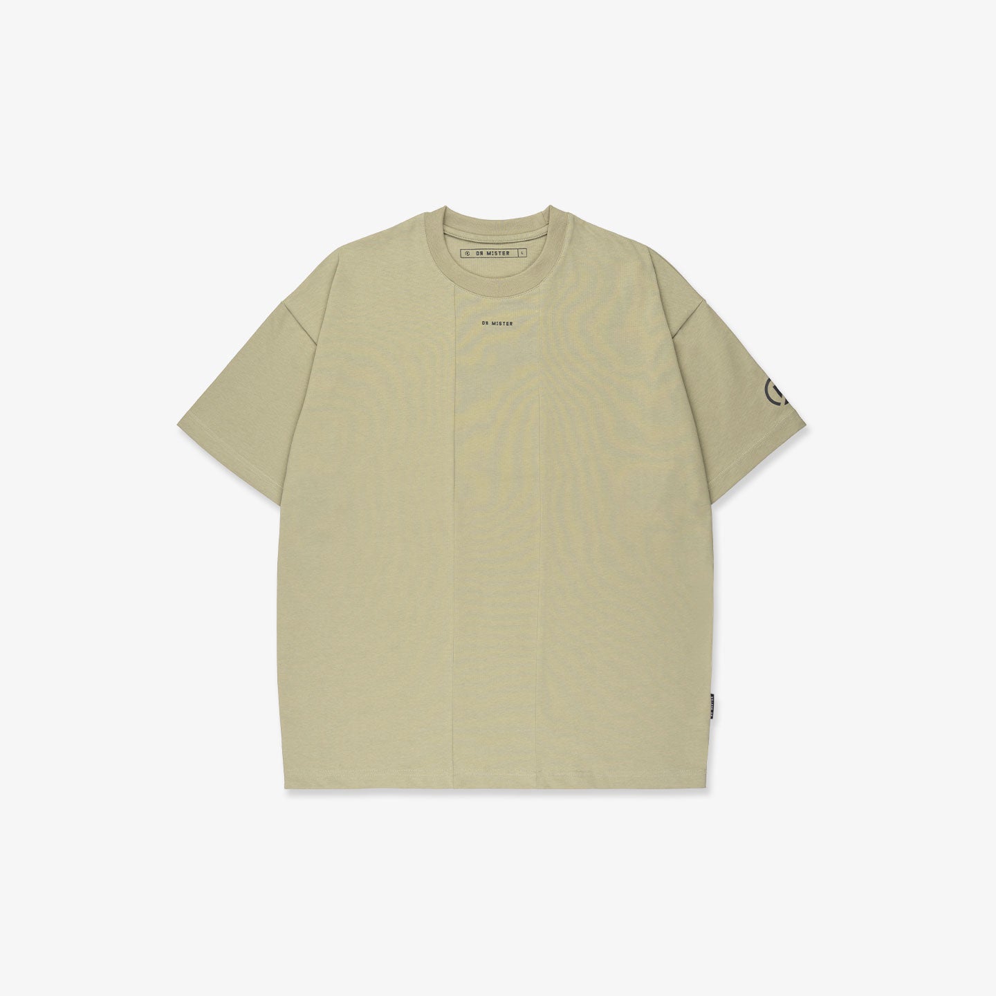 Panelled Drop Shoulder Oversized Tee - Khaki Green