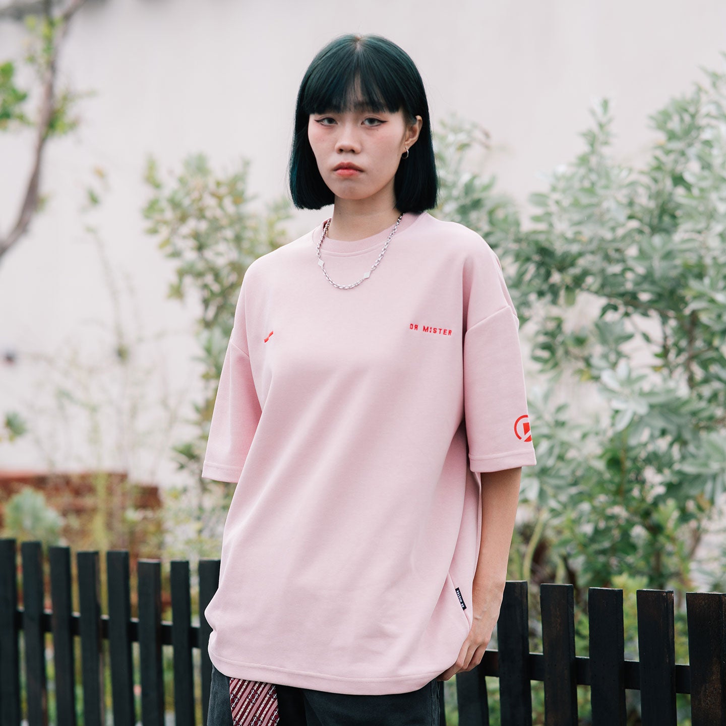 Vertical Signature Broad Tee - Dust Pink