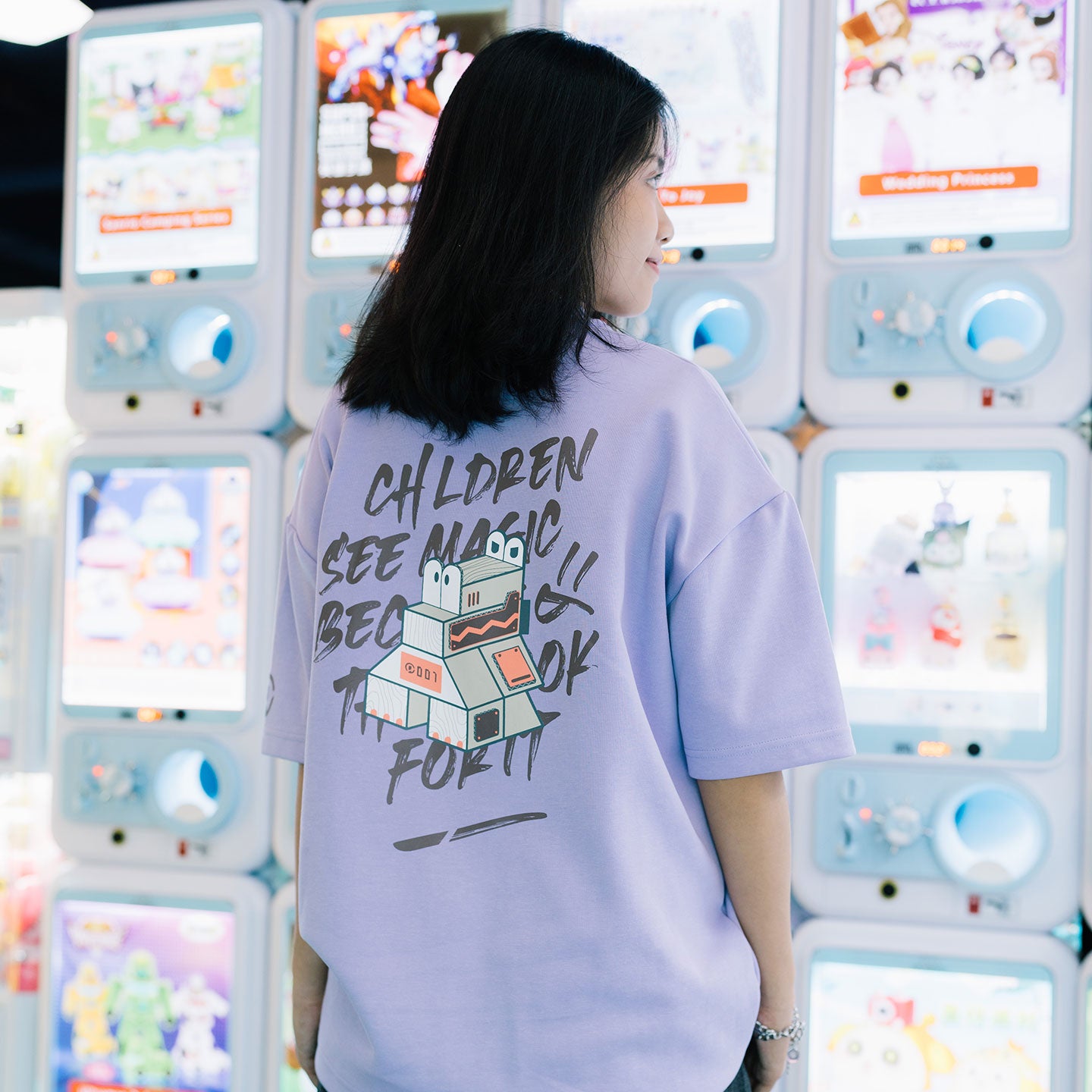 Wooden Dino Broad Tee - Lavender Purple