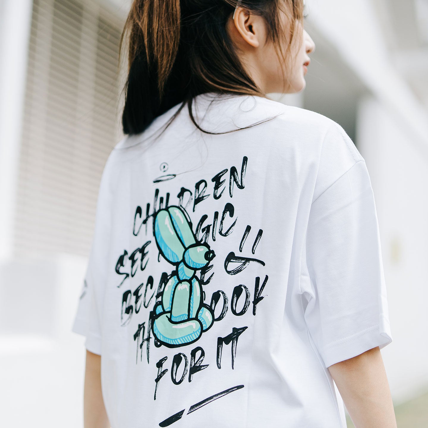 Balloon Bunny Oversized Tee - White