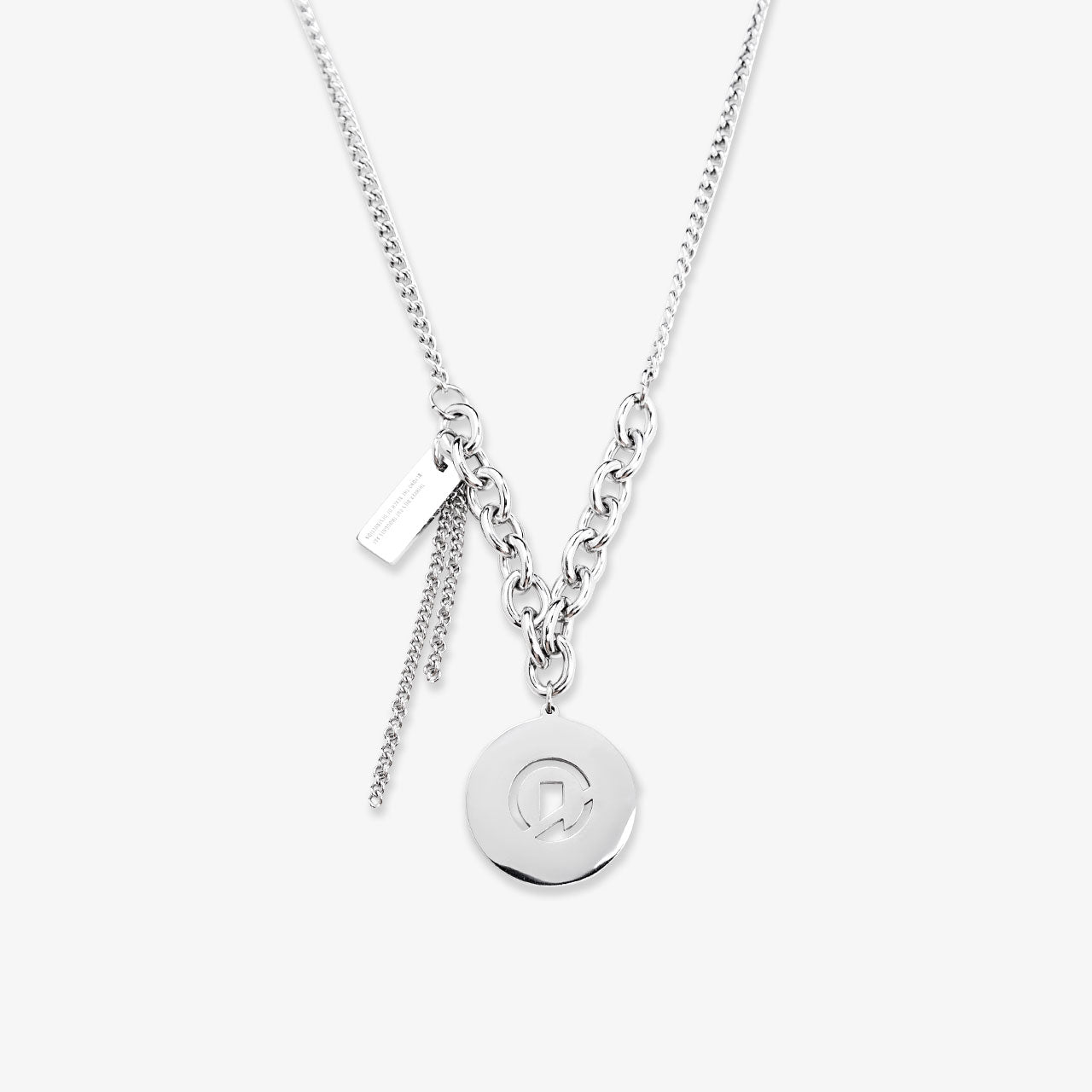 "ESSENTIAL" DOUBLE PENDANTS LAYERED NECKLACE - SILVER
