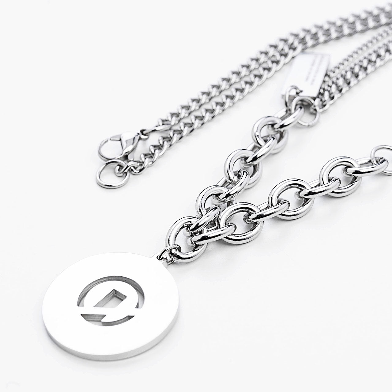 "ESSENTIAL" DOUBLE PENDANTS LAYERED NECKLACE - SILVER