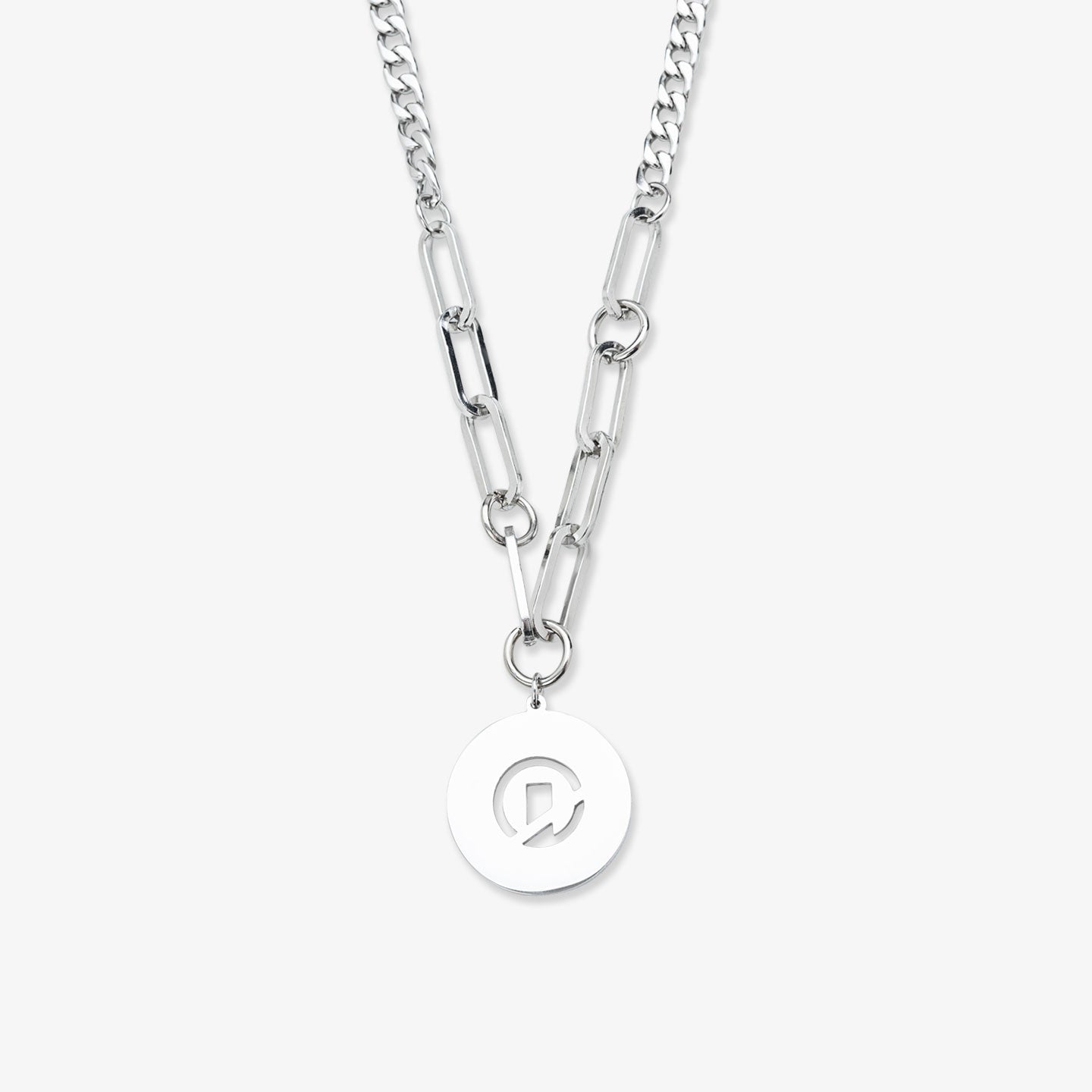 Duo Hybrid Pendant Necklace - Silver