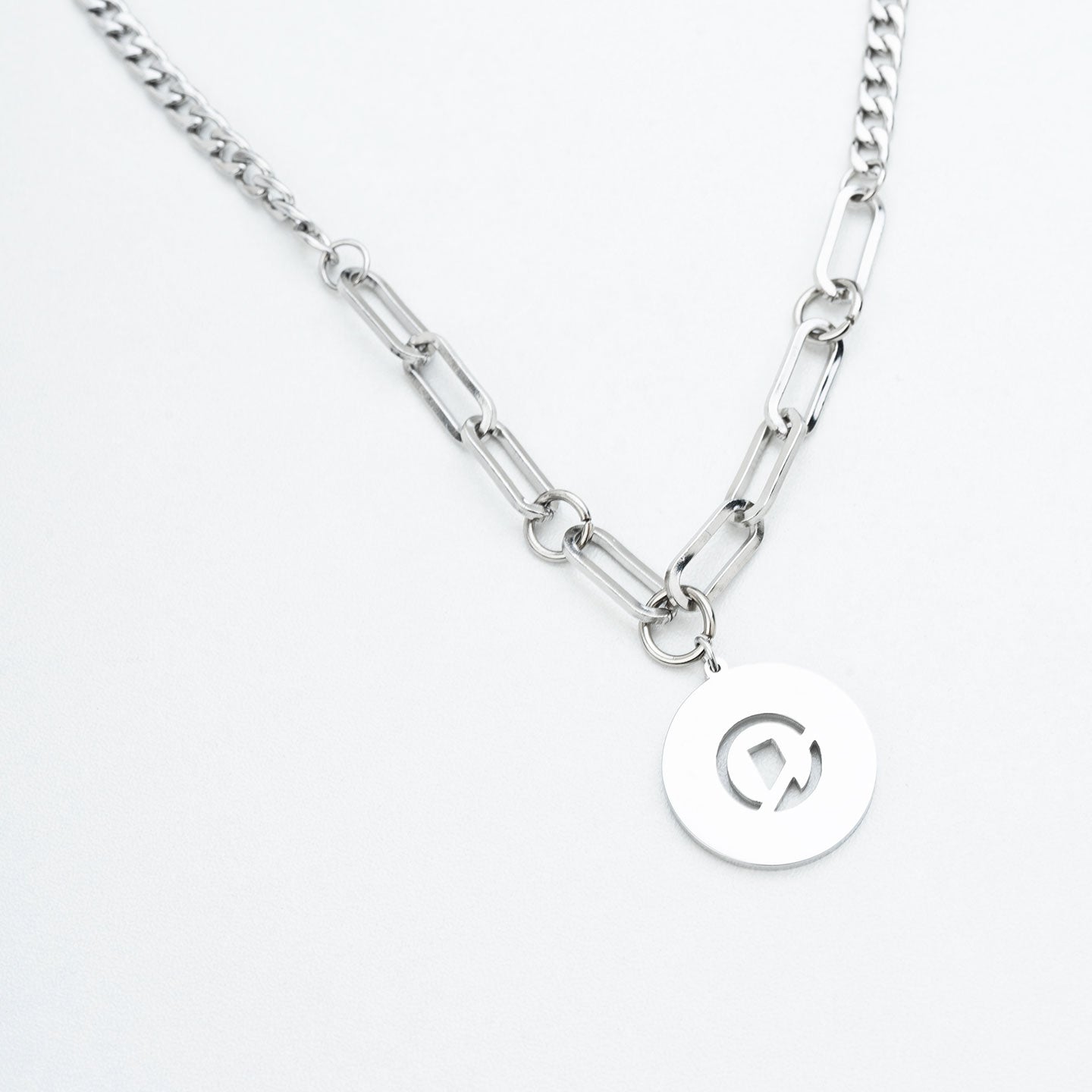 Duo Hybrid Pendant Necklace - Silver