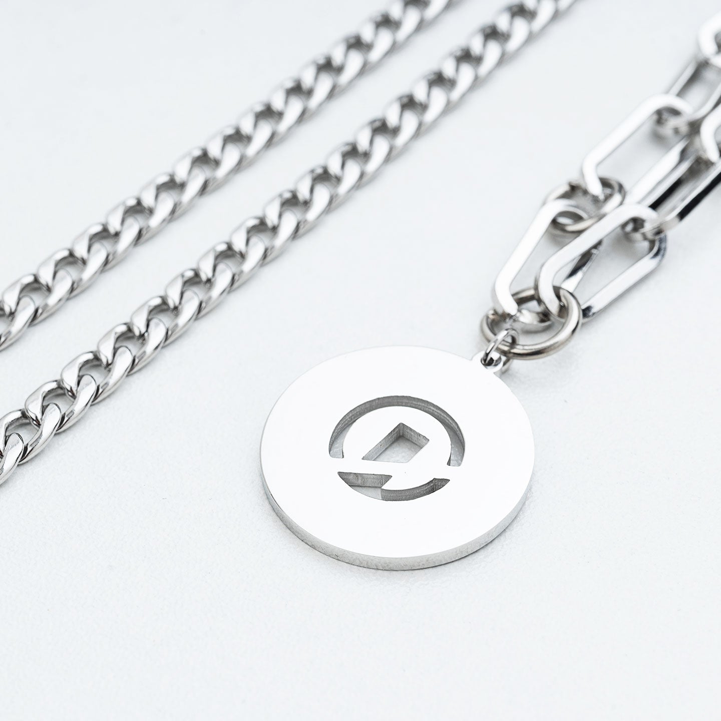 Duo Hybrid Pendant Necklace - Silver