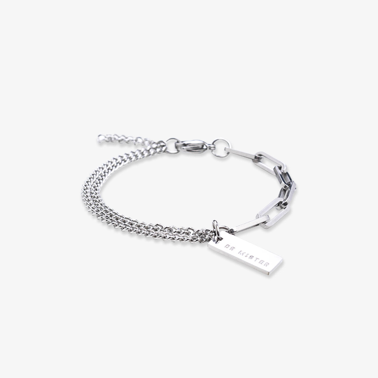 Hybrid Double Chain Bracelet - Silver