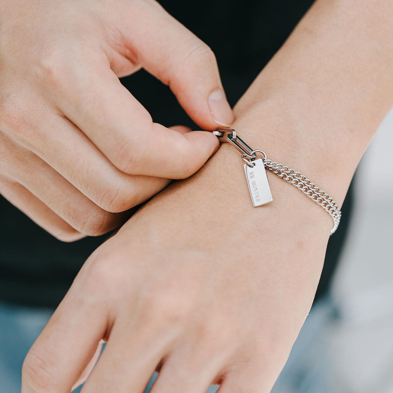Hybrid Double Chain Bracelet - Silver