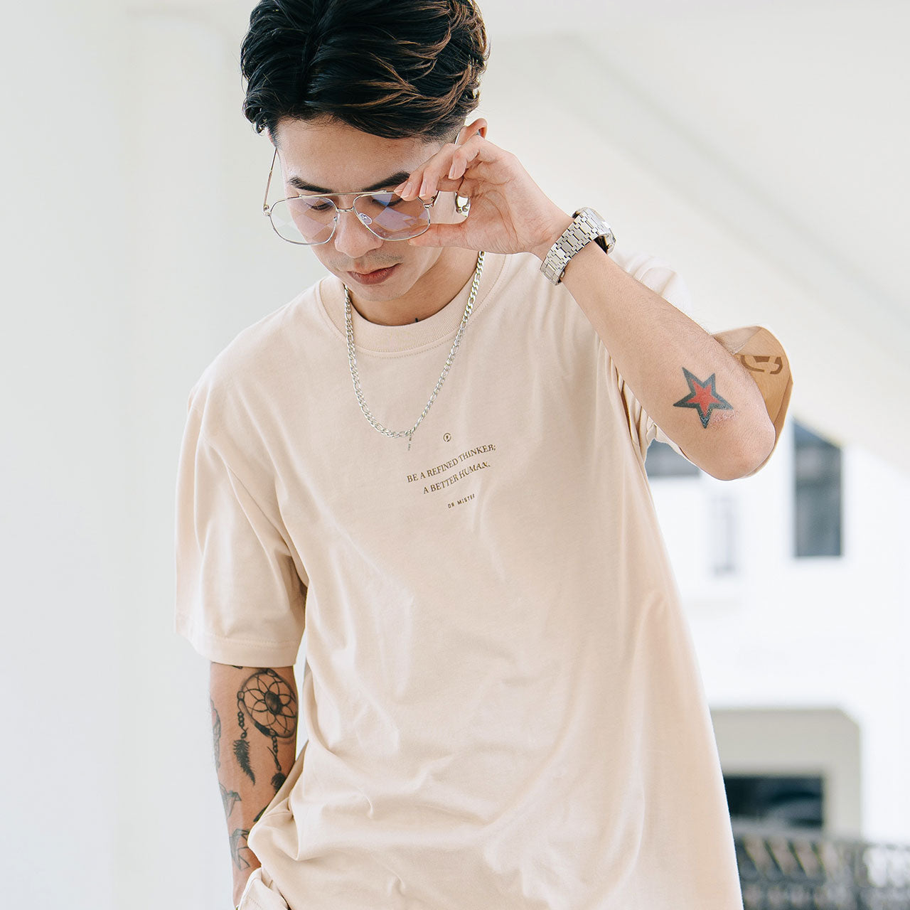Walking Cycle Tee - Beige