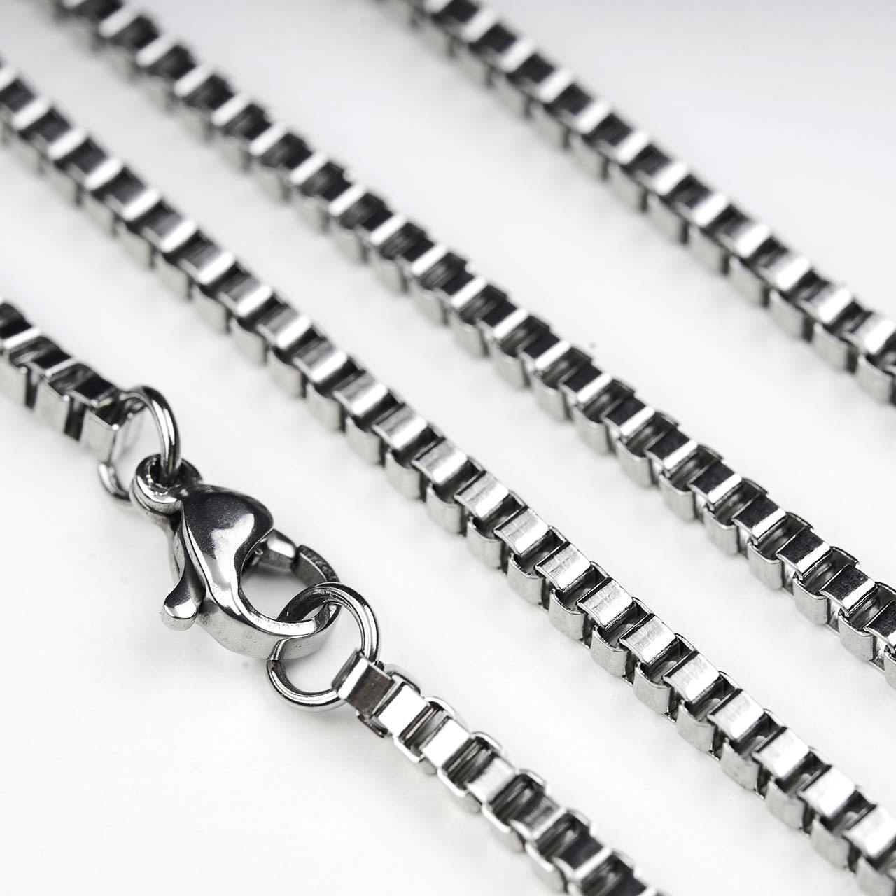 Box Chain Pendant Necklace - Silver