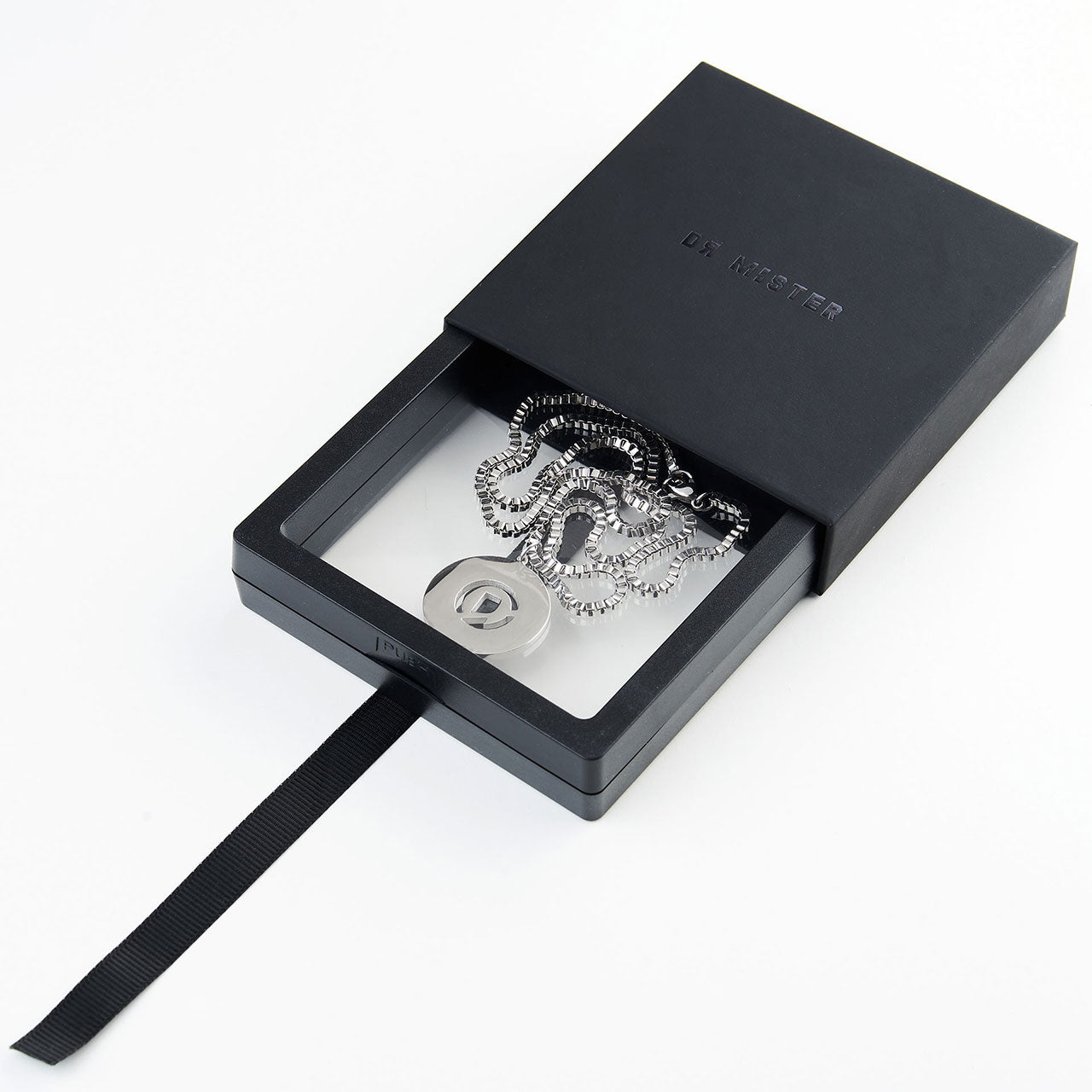 Box Chain Pendant Necklace - Silver