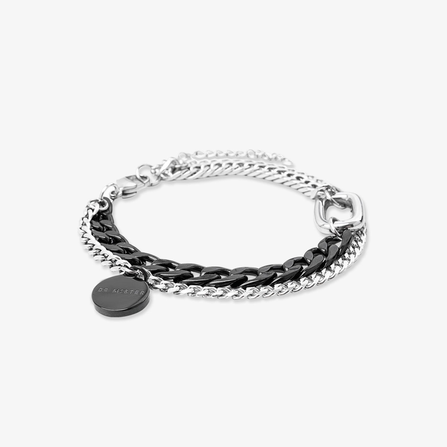S-Linked Tri Chain Bracelet - Black/Silver