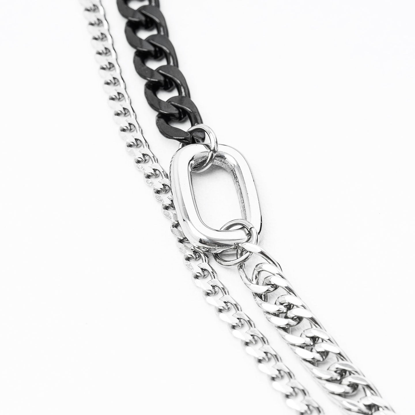 S-Linked Tri Chain Bracelet - Black/Silver